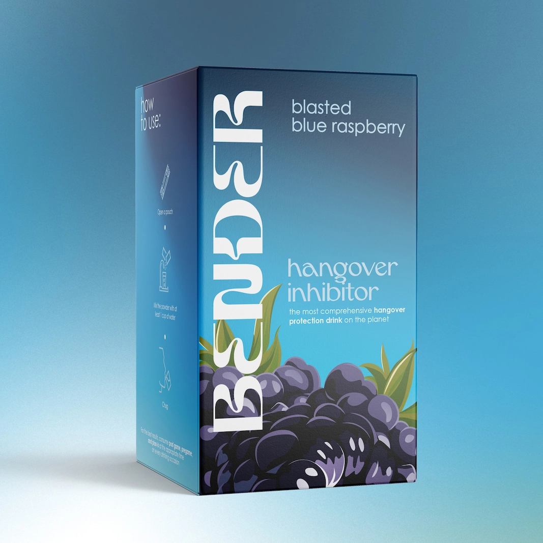 hangover prevention electrolytes, Bender blue raspberry flavor